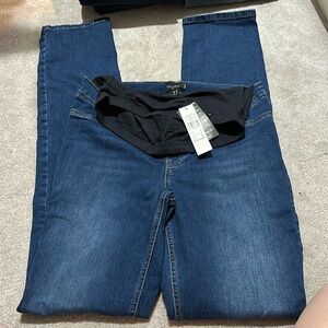 NWT Long Tall Sally size 10 dark wash maternity jeans, 38 inseam